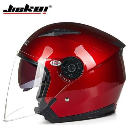 JIEKAI Red Summer fashion Daul lens Motorcycle helmets Unisex Electric Bicycle Half face Motorbike helmets safety headpiece