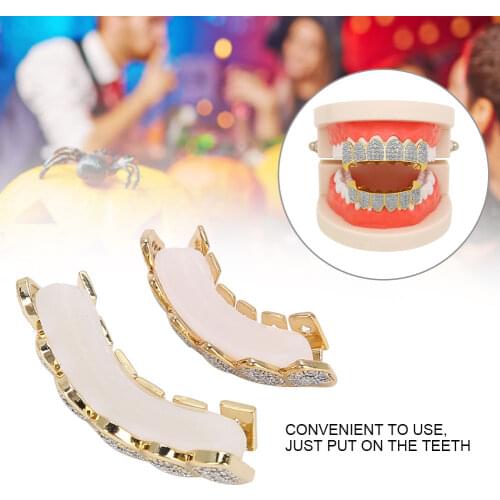 Teeth Set Hip Hop Prop Teeth Decoration For Halloween Party Gift Cool Gold Silver Set Environment-friendly Brass Electroplating