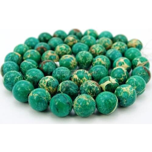 Natural Green Sea Sediment Jas-per Gems Stone Round Spacer Loose Beads 15'' Jewelry Design 5 Strands/Pack