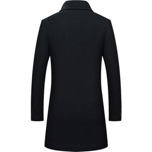 2020 Winter New Mens Business Fashion Wool Coat Classic Style Solid Color Slim Fit Thick Warm Long Jacket Men Brand Overcoat