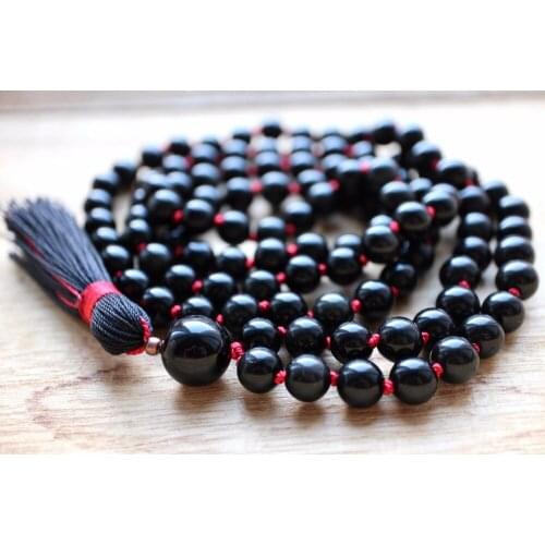 Black Onyx Hand Knotted Necklace 108 Mala Beads Necklace Tassel Necklaces Prayer Necklaces Yoga Mala meditation Beads Jewelry