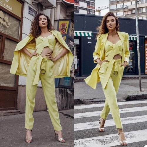 Sexy Long Sleeve Women Suit Custom Made Streetwear Office Lady Pencil Pants Loose Blazer Red Carpet Style Fashion 2 Pieces