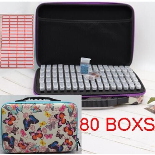Hot 80 boxs diamond painting box Butterfly Diamond Embroidery Accessories diamond mosaic Carry Case Storage Box Hand Bag Tools