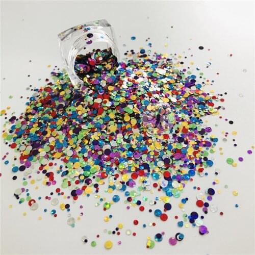 PrettyG 1 Box Stereo Laser Color Round Dot Mixes Shape Nails Glitter Nails Art Decoration Body Glitter Tattoo Makeup Accessories