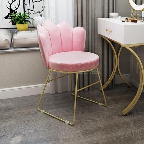 Nordic bedroom backrest makeup chair net red ins chair light luxury casual simple girl wrought iron small dressing chair