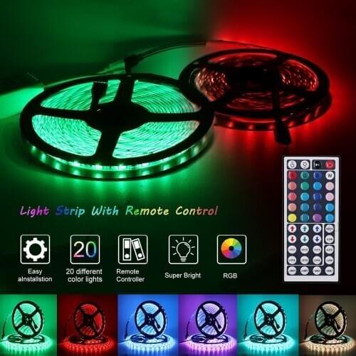 DC12V 5050 RGB LED Strip Light 60Leds/m Ribbon IP21 IP65 Waterproof Flexible LED Lights Indoor Lighting US/EU/UK/AU Set