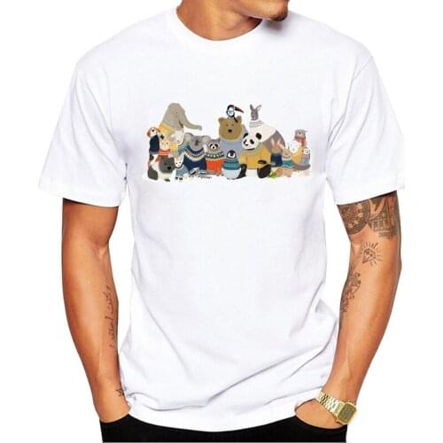 TEEHUB Hipster Friends In Jumpers Men T-Shirt Fashion Animals Printed t shirts Short Sleeve Tshirts Funny Tee