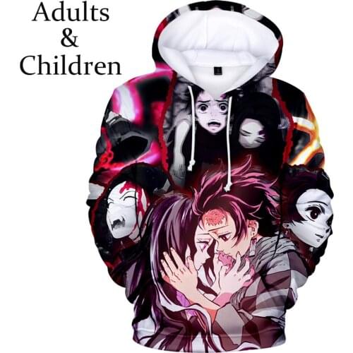 Popular Hooded 3D Ghost Blade Hoodies Men Women Streetwear Tops Hip Hop 3D Kids Demon Slayer boys girls Hot Comic Sweatshirts