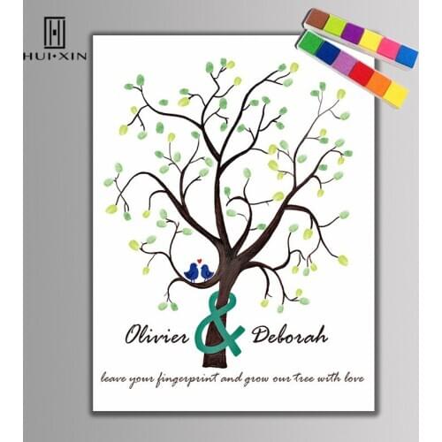 A Thick Lush Wedding Tree Canvas Personalized Personal Date And Name Fingerprint DIY GuestbookFor Wedding Party Decoration