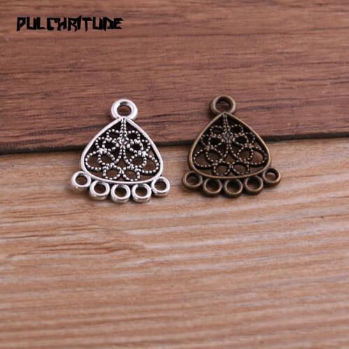 PULCHRITUDE 20pcs 18*22mm Two Color Zinc Alloy Vintage Pendant Charm Jewelry DIY Hollow Connector Pendant Necklace