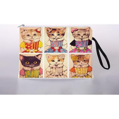 Womens cosmetic bag Japanese style illustration cat digital printing cosmetic bag travel storage bag cosmetic bag