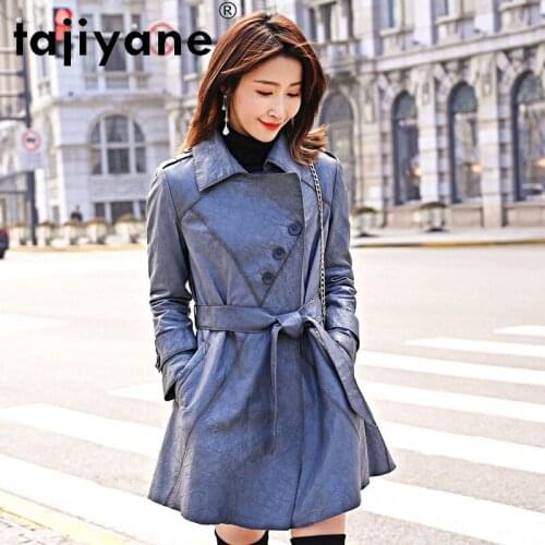 2021 Jacket Womens Made of Genuine Leather Autumn Woman Natural Sheepskin Jackets Female Long Cloth Femme Veste TN415