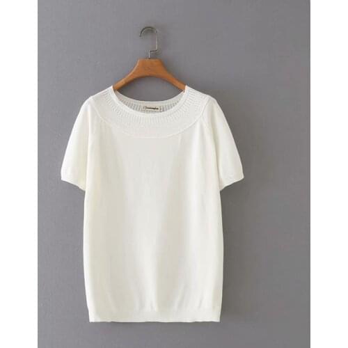 Plus size o-neck knitted black white women tshirts 2021 new summer casual ladies short sleeve t shirts female tops t-shirts