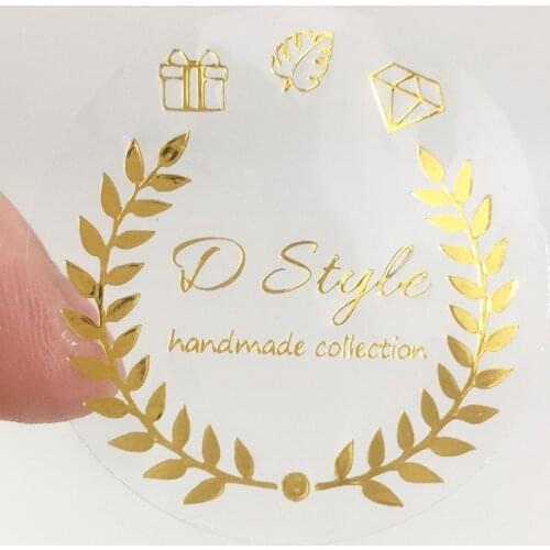 100PCS/Lot Gold Foil Custom Stickers 3CM 4CM 5CM Personalized Logo Labels Hot Stamp 6cm 7cm 8cm Any Size can be Made For Wedding