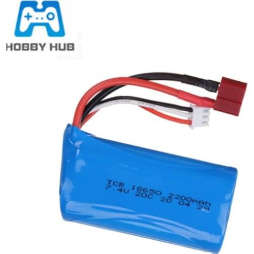2s 7.4V 2200mah lipo Battery 18650 for Q46 Wltoys 10428 /12428/12423 RC Car Spare Parts 7.4V Rechargerable battery T plug