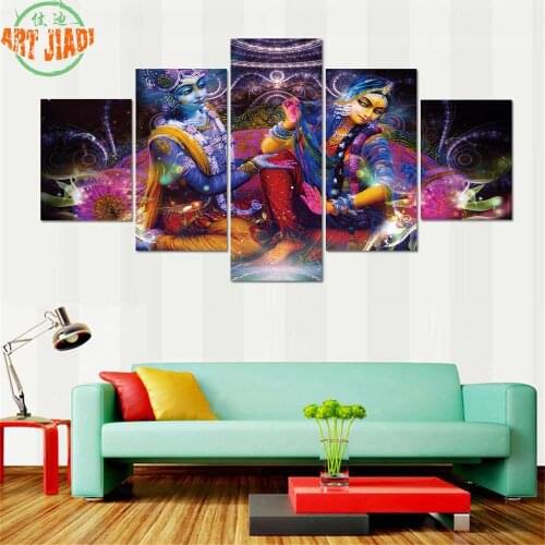 4 Piece/set or 5 Piece/set Canvas Art India Myth Vishnu And Lakshmi HD Canvas Painting Decorations For Home Wall Art Prints B63