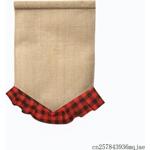 50Pcs Burlap Garden Flags Yard Flags Blank Monogram Banners Plaid Christmas Outdoor Decoration Flags