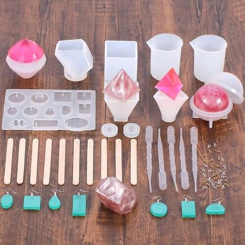 50 Pcs DIY Crystal Silicone Epoxy Mould Set Diamond Pyramid Resin Epoxy Jewelry Making Mold Casting Mould Craft