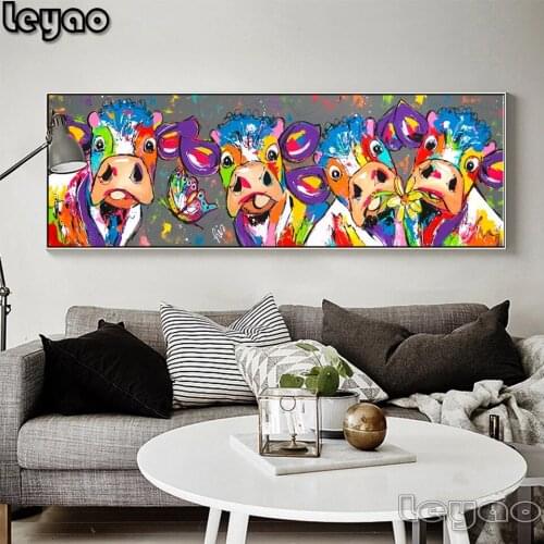 5D DIY Diamond Painting Color Abstract Cow Cross Stitch Kit Full Drill Embroidery Abstract Mosaic Art Picture Gift Home Decor