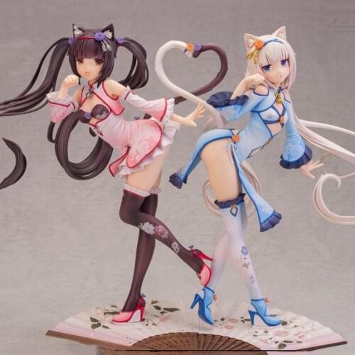 Anime Figure Catgirl Paradise Chocolate Vanilla Vanilla Cheongsam DX Lantern Toy Figure Collectible Model Toy gift 24cm