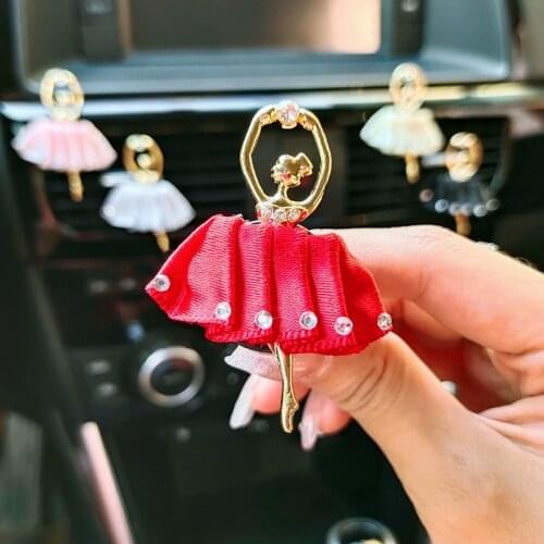Car Perfume Air Freshener Ballet Girl Car Accessories Interior Woman Diamond Dancing Girl Aromatherapy Clip Ornament Decoration