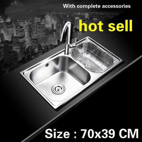Free shipping 304 stainless steel kitchen sink 0.8 mm thick ordinary double trough do the dishes 70x39 CM