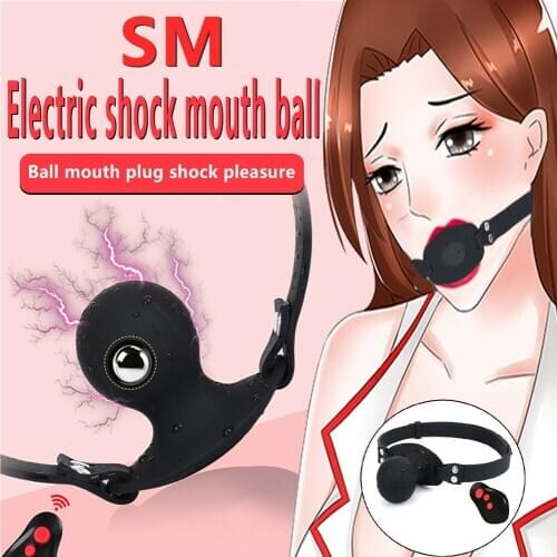 Wireless Remote Electric Shock Mouth Gag Built-in Steel Ball Mouth Plug BDSM Bondage Open Mouth Gag,Slave Game Sex Toy for Women