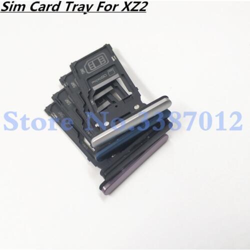 Original Dual Memory MicroSD Card Holder Reader Sim Card Tray Slot For Sony Xperia XZ2 H8216 H8266 H8276 H8296