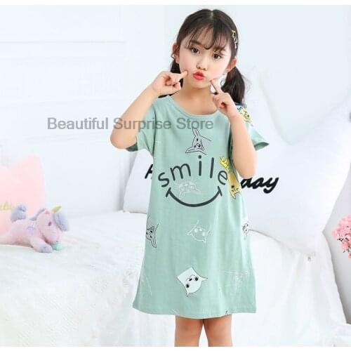 Children Summer Girl Nightgown Pajamas Cartoon Nightdress Girl Sleepwear Night Dress Baby Nightdress Children Cotton Clothes