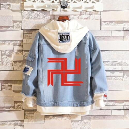 Anime Tokyo Revengers Fake 2 Pieces Jacket Cosplay Casual Denim Jacket Autumn Hooded Sweatshirt Unisex Outwear Coat