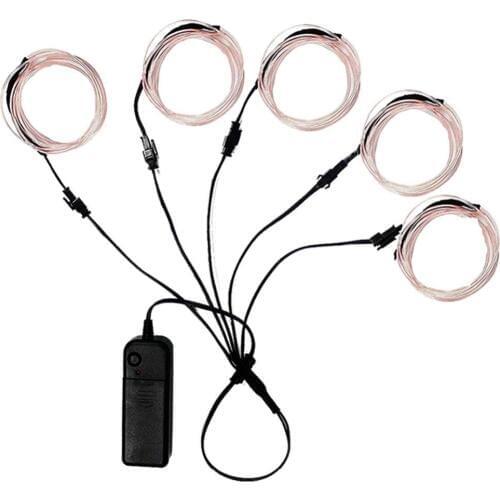 El Wire White Glowing Wire Lights Flexible Neon EL Wire Light for Halloween DIY Christmas Party Decoration Multicolor Cosplay