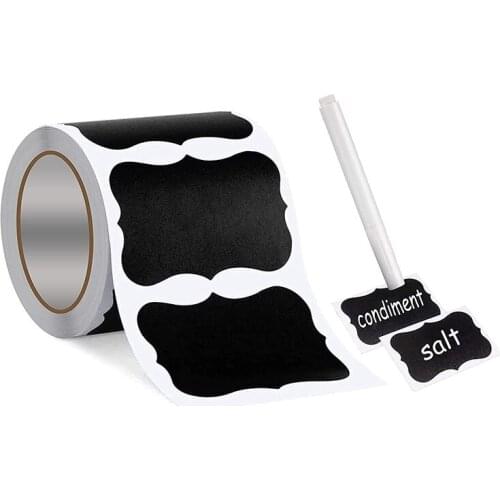 Wavy Shape Chalkboard Labels ,Erasable Reusable Rectangle Blackboard Stickers with 1 Liquid Chalk Pen,150 Pieces