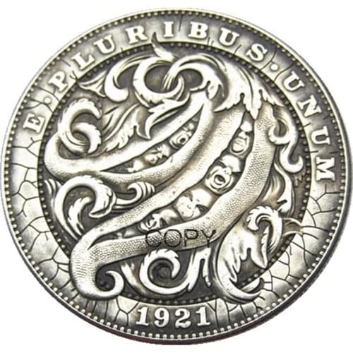 HB(106)Hobo USA Morgan Dollar 1921 skull zombie skeleton Silver Plated Copy Coins