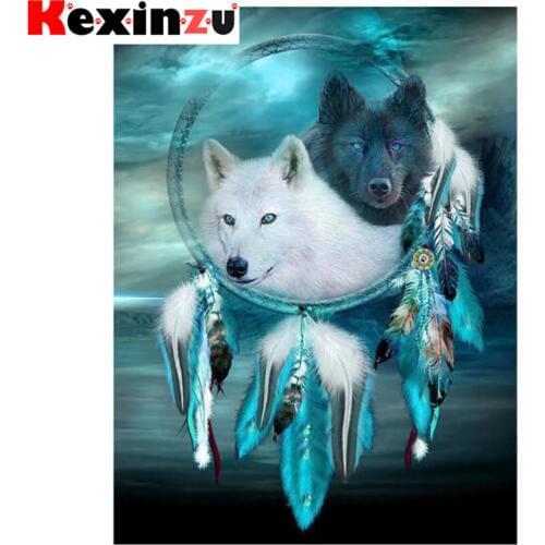 Kexinzu Full 5D DIY Square/Round Diamond Painting"Animal Wolf" Embroidery Cross Stitch Mosaic diamondpainting Gift