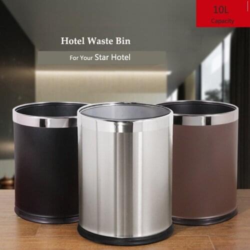 Metal Or Plastic Trash Can , Waste Bin, Double Layer Trash Bins Home Kitchen Hotel Open Top Floor Stand Wastebasket without Lid