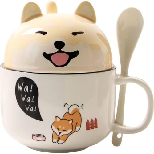 Super Cute ChildrenS Water Cup Home Ceramic With Lid Anti-Fall Mobile Phone European-Style Sealed Office Drinking Cup Holder