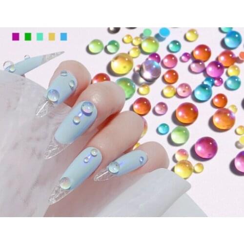 The new mermaid illusion pearl aurora transparent crystal nail decoration diy nail art accessories 300