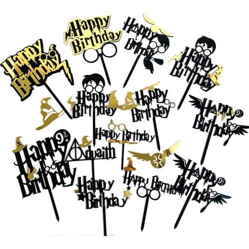 New Cartoon Happy Birthday Acrylic Cake Topper Cute Boy Witch Cake Topper for Kids Birthday Party Cake Decorations Baby Shower