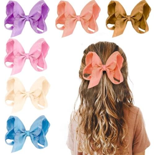 Oaoleer 2021 New 4inch Baby Girl Ribbon Hair Bows Clips Boutique Handmade Colorful Ribbon Grosgrain Hair Bow With Clips