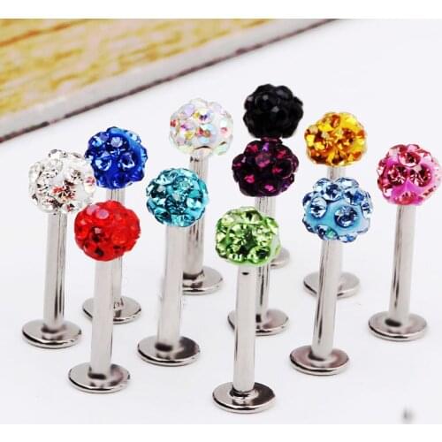 Woman Sexy Body Jewelry Trend Lip Studs Stainless Steel Crystal Ball Piercings Accessories Women Punk Goth Lips Piercing