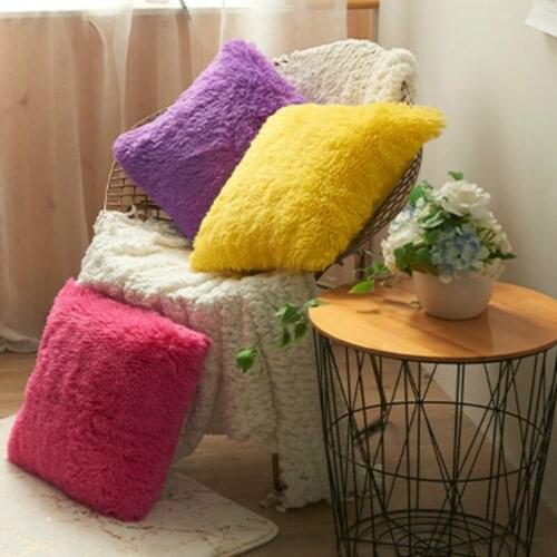 Plush Cushion Cover Home Decoration Pillow Covers Living Room Bedroom Sofa Square Shaped Pillowcase 43x43cm Shaggy fluffy Cover