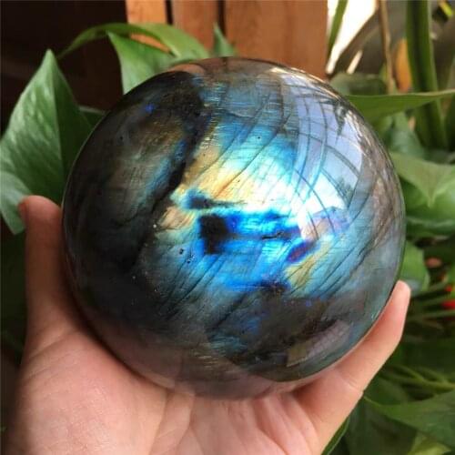 Natural Labradorite Crystals Polished Sphere Ball Healing Gemstone Flash Glossy Meditation Stone Decoration
