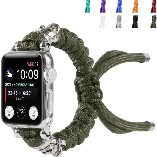 Nylon Watch Strap for Apple Watch 40mm 38mm 42mm 44mm Braided Bracelet for Iwatch 6 5 4 3 SE Band Metal Wristband Rope Strap