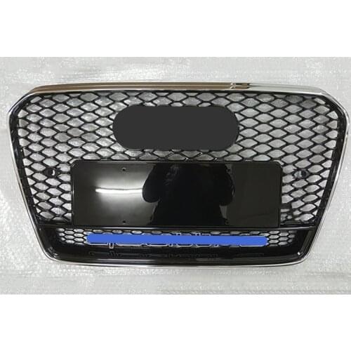 RS5 Style Grill Grille For Audi A5 S5 2012 2013 2014 2015 2016 Chrome Frame Gloss Black Grill For quattro0 Style
