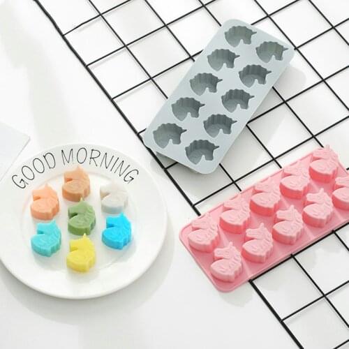 10 holes Unicorn Silicone Cake Mold DIY Cookies Soap Chocolate Mold Ice Cube Tray Ice Cream Maker