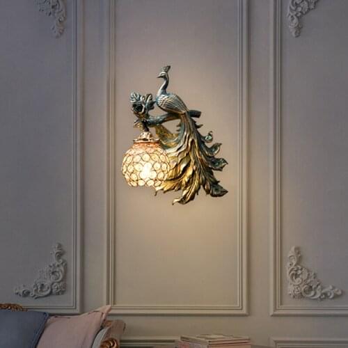 Modern Vintage Peacock Wall Lamps for Living Room Creative Led Sconce for Dining Room Wall Lights Indoor Decor Wall Sconce Lamp