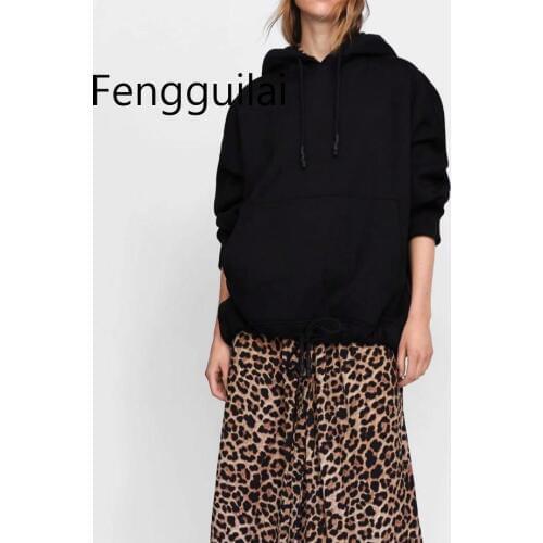 FENGGUILAI 2020 Winter Autumn Women Harajuku Cotton Hoodies Solid Patchwork Pockets Regular Oversize Sweatshirt Plus Size Tops