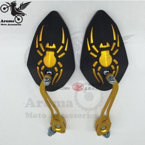 Spider Decals motorcycle rearview mirror 10mm 8mm universal CNC motorbike Side Mirrors for yamaha suzuki metal golden big size