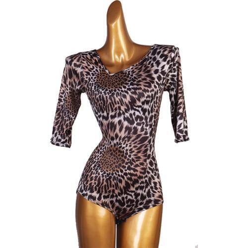 Womne latin top latin dance top wear leotard sexy Leopard print dance bodysuit for many dances Competition costumes