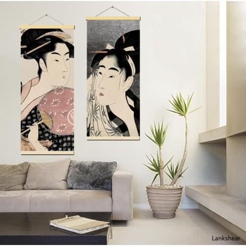 Japanese Ukiyoe For Canvas Painting Posters And Prints Decoration Wall Art Home Decor With Solid Wood Hanging Scrol HD Pictures